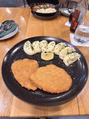 Schnitzel with mashed potatoes  at Vegan Garden Budapest in Budapest