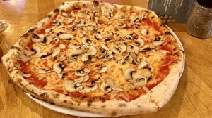 Mushroom pizza   at Vegan Garden Budapest in Budapest