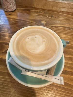 Cafe latte   at Vegan Garden Budapest in Budapest