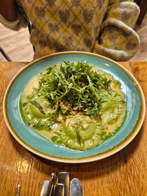 Spinach Ravioli at Vegan Garden Budapest in Budapest