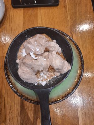 Dessert: dumplings with cottage cheese at Vegan Garden Budapest in Budapest