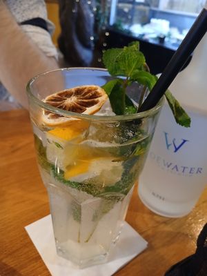 Elderberry mint lemonade at Vegan Garden Budapest in Budapest