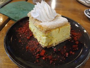 Cream cake (Cremeschnitte Style) at Vegan Garden Budapest in Budapest
