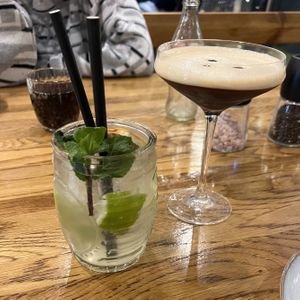 Hugo spritz and espresso martinii  at Vegan Garden Budapest in Budapest