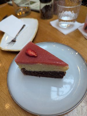 Choc / cheese / strawberry cake at Vegan Garden Budapest in Budapest