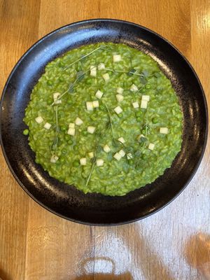 Pea risotto  at Vegan Garden Budapest in Budapest