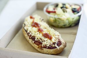 Napfényes Restaurant toasted sandwiches with vegan cheese at Vegan Garden Budapest in Budapest