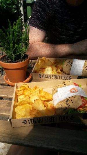 Vegan sandwiches and crisps at Vegan Garden Budapest in Budapest