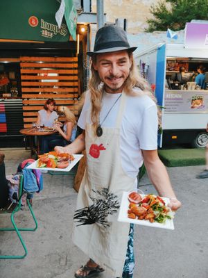 Kristóf's Kitchen dinner. Middle-Eastern food. at Vegan Garden Budapest in Budapest