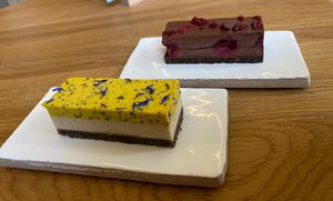 lemon poppy and cherry chocolate cakes  at Épique in Munich