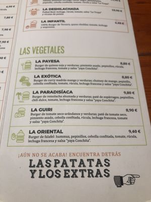 5 vegan options in hamburgers   at La Tropa in Barcelona