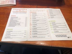 The menu  at La Tropa in Barcelona