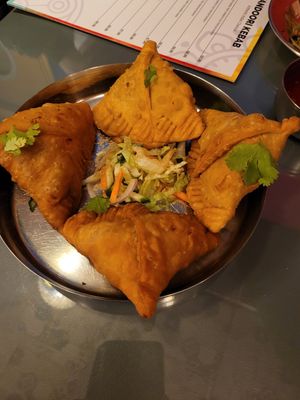 Vegan samosa home made at Kitchen Chronicles in Stockport