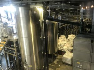 The view from one of the tables of the brewery down below.   at Curious Brewery in Ashford