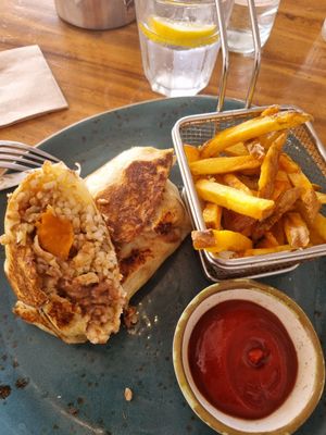 Sweet Potato & Black Bean Burrito at Passion Cafe Playa den Bossa in Ibiza