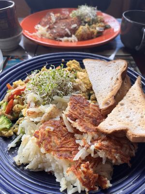 Vegan tofu scramble with gluten-free toast  at L.A. Cafe in Waterford