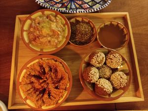 Half of the platter for two at Bistro Habibi in Prague