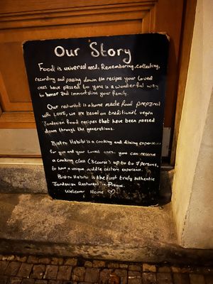 Lovely message at the front door    at Bistro Habibi in Prague