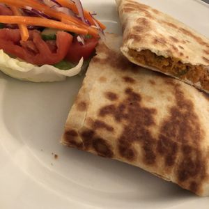 Chickpea sweet potato quesadilla   at James' Cafe Bistro in Leicester