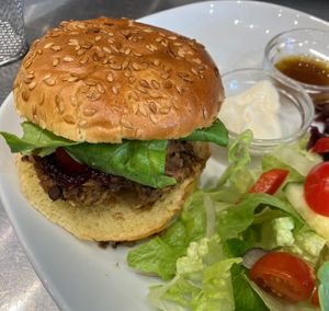 Christmas bean, chestnut & cranberry burger  at The Green Kitchen in Northwich