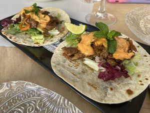 Vegan tacos  at LaMundi in Cordoba