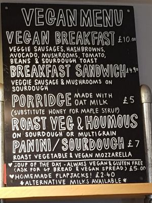 Vegan menu at The Staiths Cafe in Gateshead