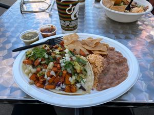 Vegan love taco combo  at Rasta Taco in Laguna Beach