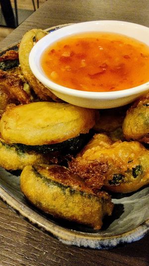 Fried zucchini in batter at FLOA in Ulm