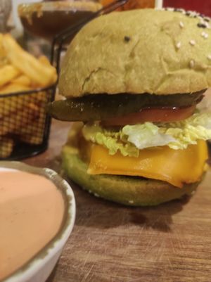 Green burger with vegetables beef 🥰 at Pierwszy Stopien in Krakow