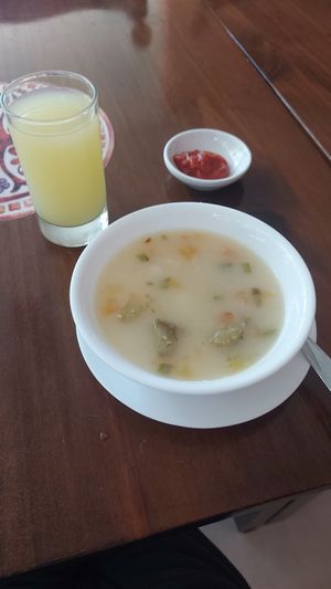 Potato soup at Govinda's in Santa Marta