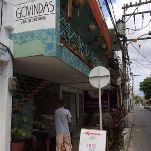 the front of the restaurant  at Govinda's in Santa Marta