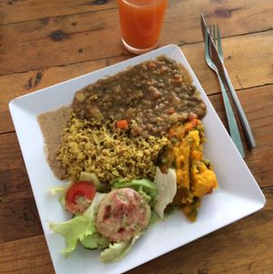main dish at Govinda's in Santa Marta