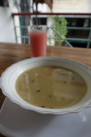 Lunch menu soup at Govinda's in Santa Marta