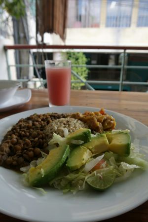 Lunch menu main dish at Govinda's in Santa Marta