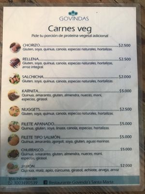 Choose your protein at Govinda's in Santa Marta