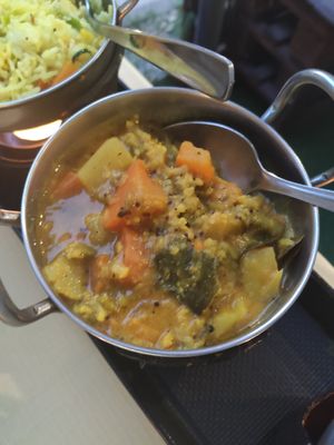Steamed veggies at Serendib in Milan