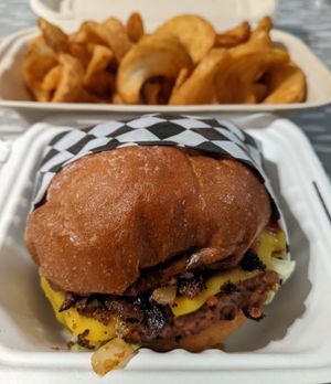 primo burger and fries at Gnarlys - Swan Dive in Portland