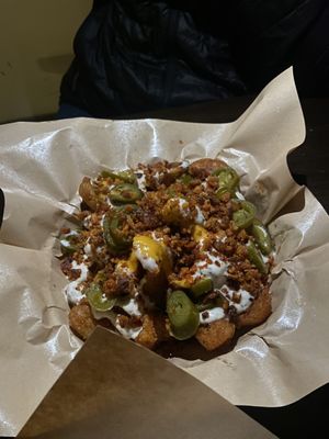 Smothered fries #Veganuary at Gnarlys - Swan Dive in Portland