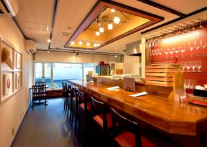 Counter seats and Table seats by the Window. at Kappo Sora in Osaka