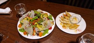 Salad and Wareniki at Kappo Sora in Osaka