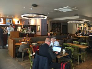 Inside seating  at Costa Coffee in North London