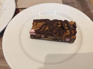Vegan chocolate cake at Costa Coffee in North London