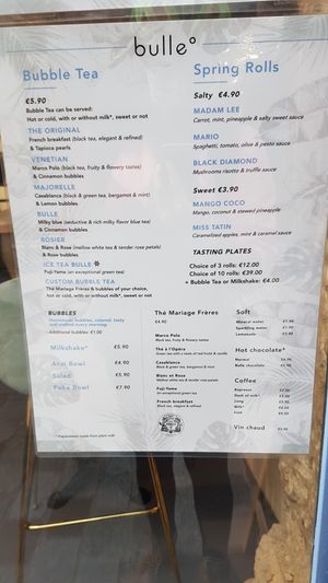 Menu Eng at Bulle in Paris