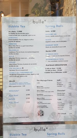 Menu FR at Bulle in Paris