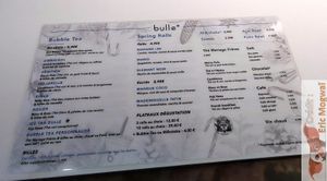Menu at Bulle in Paris