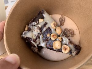 Hazelnut chocolate tart (delicious).   at Wild & The Moon - Ave de Champs Elysées in Paris