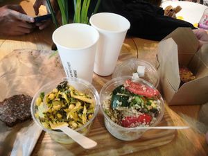 'Jenny' protein bowl and something with tahini and vegan feta at Wild & The Moon - Ave de Champs Elysées in Paris