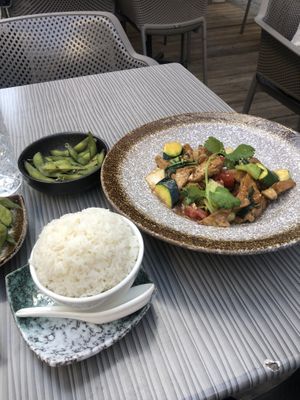 Buddha wok with rice and edamame   at JUNN Bar & Kitchen in Vienna