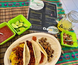 One of each taco! SOOO good! at 100% Vegana Taqueria in Puerto Vallarta