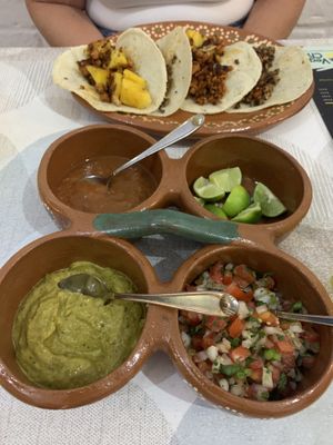 Salsa options   at 100% Vegana Taqueria in Puerto Vallarta